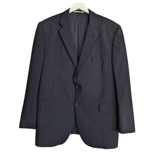 Burberry London Men's Striped Two Button 100% Wool Blazer- Navy Size 46 Reg